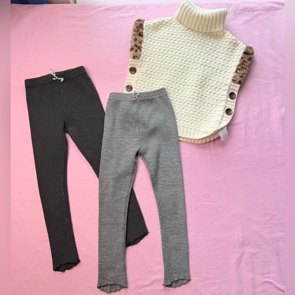 Toddler Girl Bundle ribbed leggings and Aspen Kids Cream color vest   size 4-5T - Picture 1 of 11